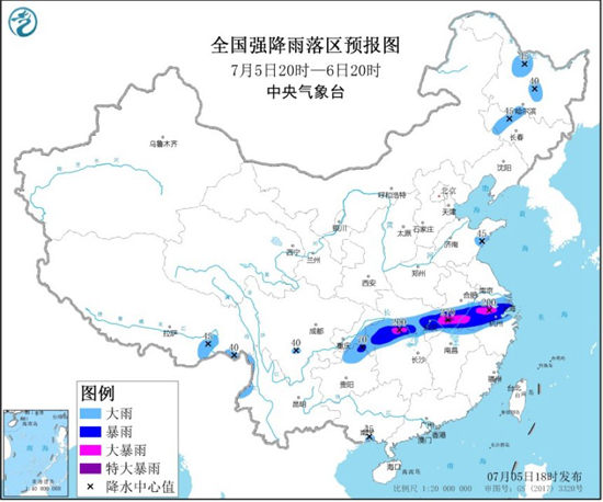 暴雨黄色预警 安徽湖北湖南浙江等地部分地区有大暴雨