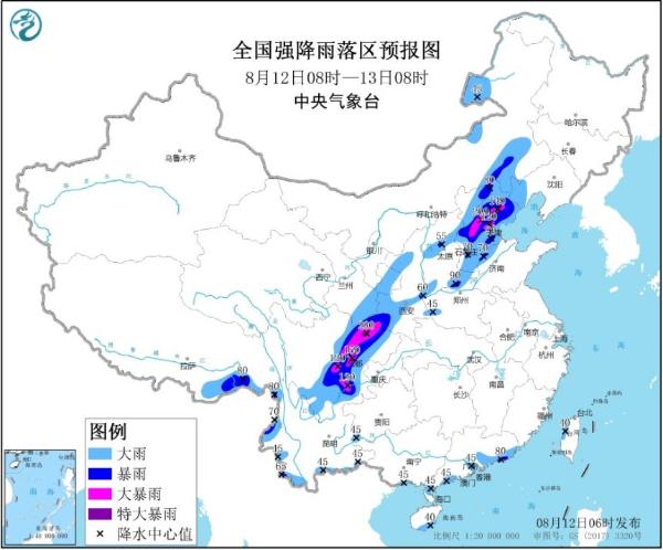 暴雨预警！全国13省市区有大到暴雨 京津冀局地大暴雨