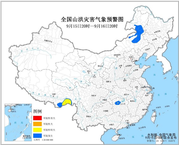 山洪灾害气象预警 湖南西藏局地发生山洪可能性较大
