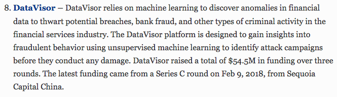 DataVisor入选福布斯2018最值得关注机器学习企业