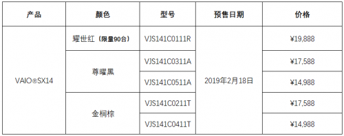 新款VAIO SX14京东预售开启  窄边4K大屏轻至1公斤