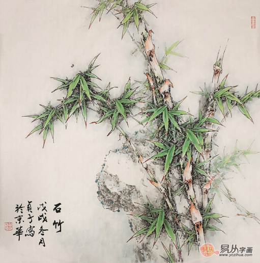 最漂亮的竹子画欣赏一位擅长画彩竹的花鸟画家赵俊贞