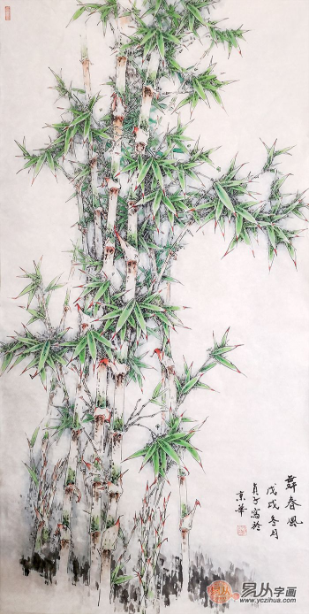 最漂亮的竹子画欣赏，一位擅长画彩竹的花鸟画家——赵俊贞