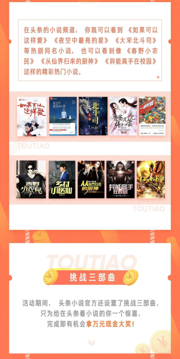 今日头条首次开启“头条读书月”，读海量免费小说拿万元大奖
