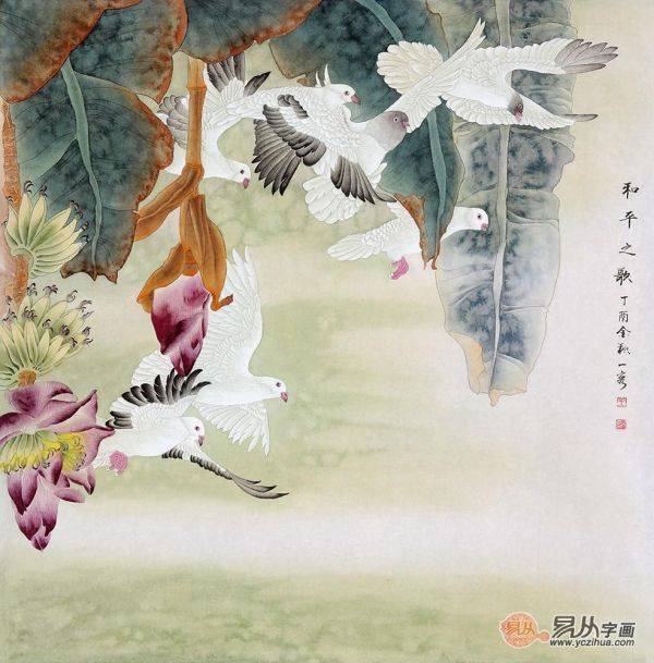 家居装饰字画、室内挂画佳作分享，王一容老师工笔吉祥花鸟画