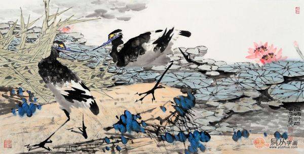 当代著名写意花鸟画家王忠义作品：花香鸟语、生机勃勃