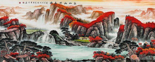 【关注·画家】当代画家张利红色山水画：江山如此多娇