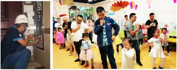 蒂森电梯维保技术员在高温下坚守岗位