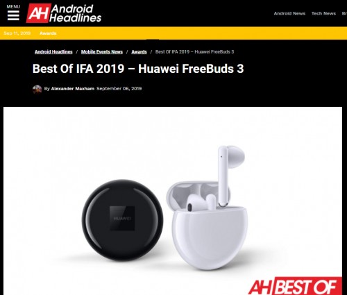华为 FreeBuds 3斩获九大外媒IFA最佳产品大奖，一炮打响全球耳机市场！