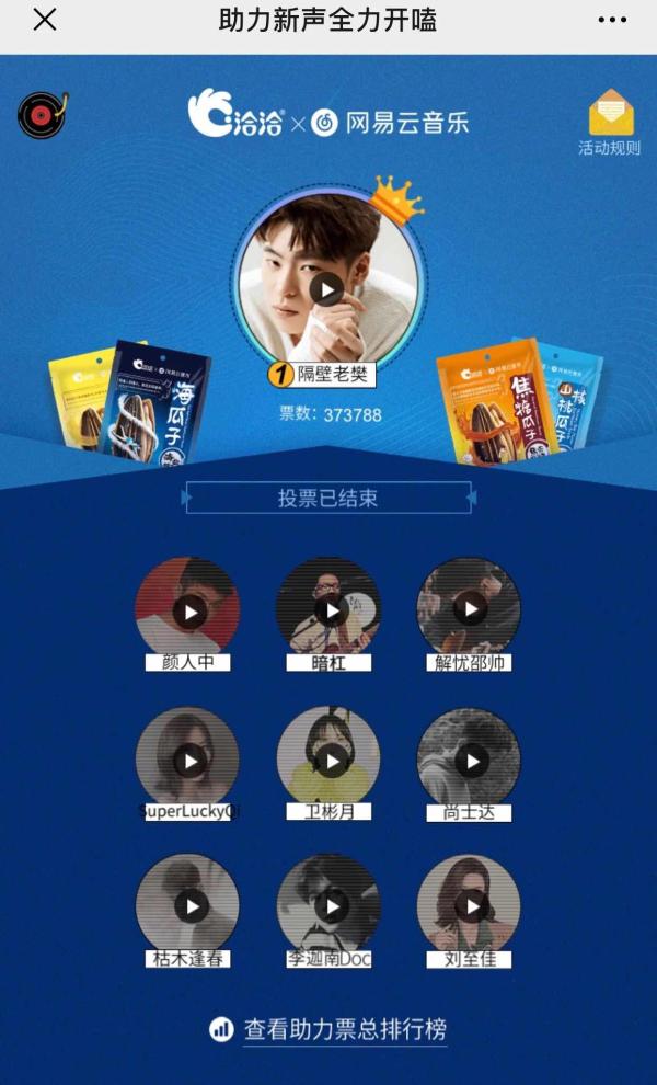 网易云音乐洽洽联合助推原创音乐传播 隔壁老樊新作37万票获最佳单曲