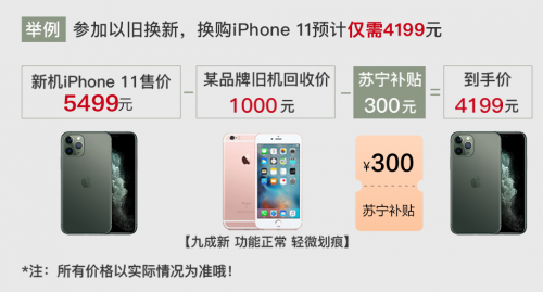 iPhone 11换购政策出炉，苏宁以旧换新最高补贴1000元！