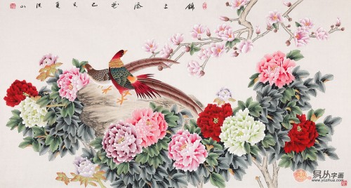 国画工笔牡丹图，画家张洪山手绘佳作品赏