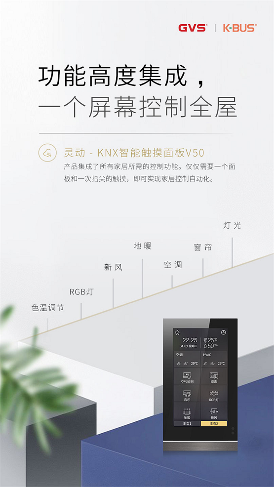 GVS视声官宣：灵动系列KNX智能触摸面板V50来了