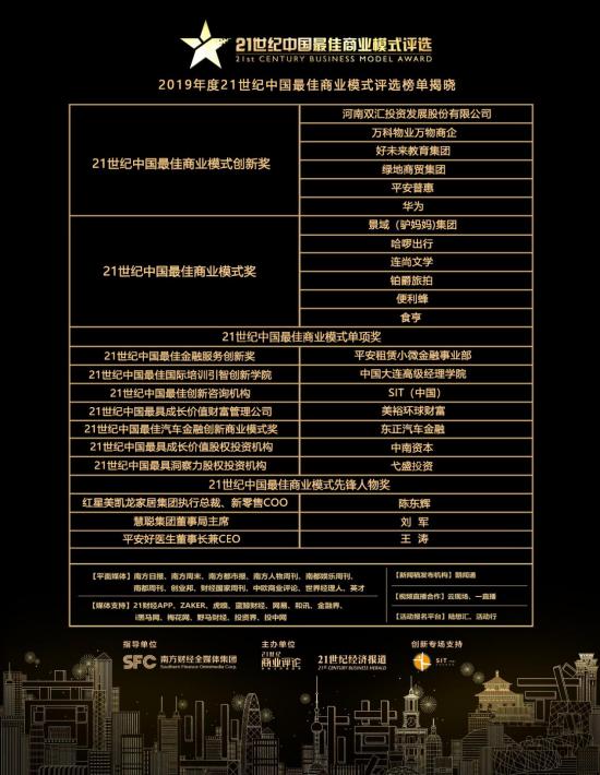 再度登榜，双汇集团荣获2019年度“21世纪中国最佳商业模式创新奖”