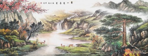 美协画家新品写意山水画，清秀典雅，春意盎然家居装饰