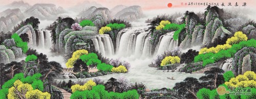 聚宝盆C款山水画？李林宏青绿国画欣赏，百搭家居装饰