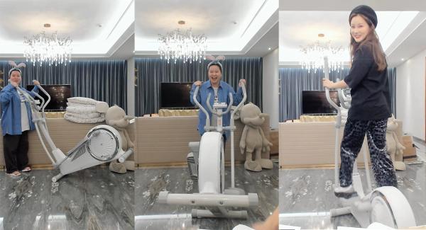 滕雨佳称去健身房难以坚持，膝盖不好爱用椭圆机在家运动