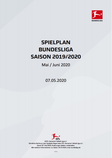 2019/20赛季德甲联赛5月16日正式重启