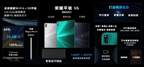 全球首款Wi-Fi 6+平板问世 荣耀平板V6正式发布