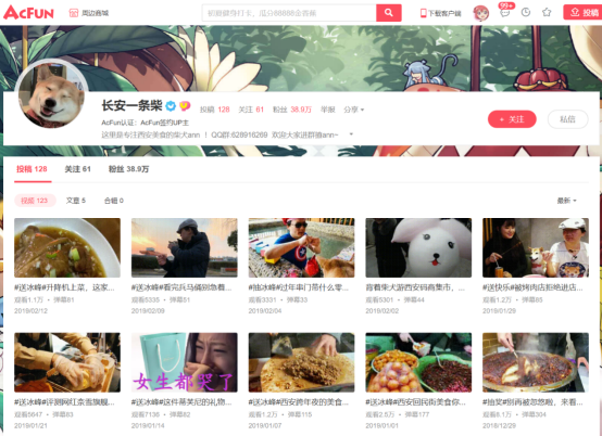 A站UP主长安一条柴，一人一犬探店美食