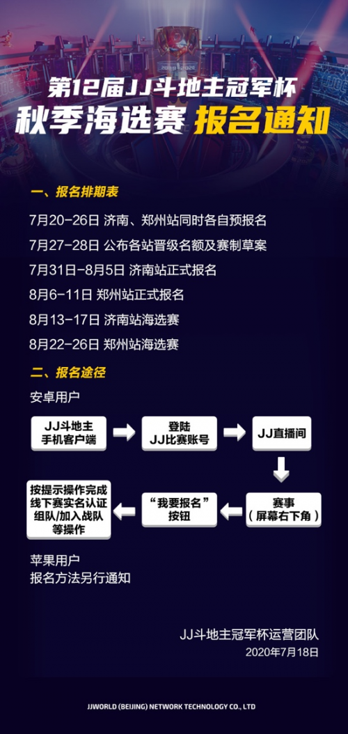 组团|组团开斗！第12届JJ斗地主冠军杯秋季海选赛正式启动