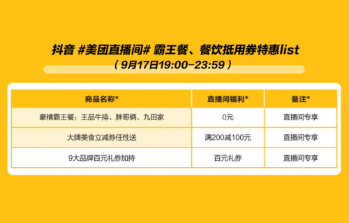 | 99元特价机票、0元霸王餐、0元打车年卡，尽在美团App抖音超级直播间
