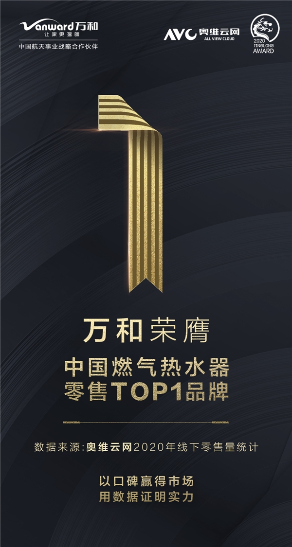 荣居榜首 领军市场！ 万和荣膺“中国燃气热水器零售TOP1品牌”