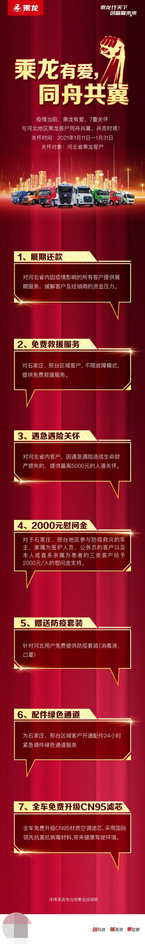 同舟共冀，共克时艰，乘龙7重关怀与河北卡友同在！