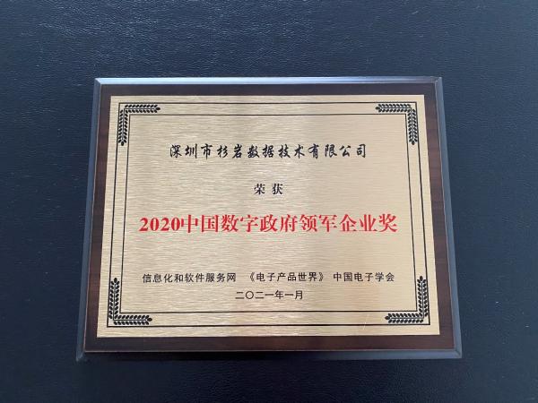 杉岩获评“2020中国数字政府领军企业奖”