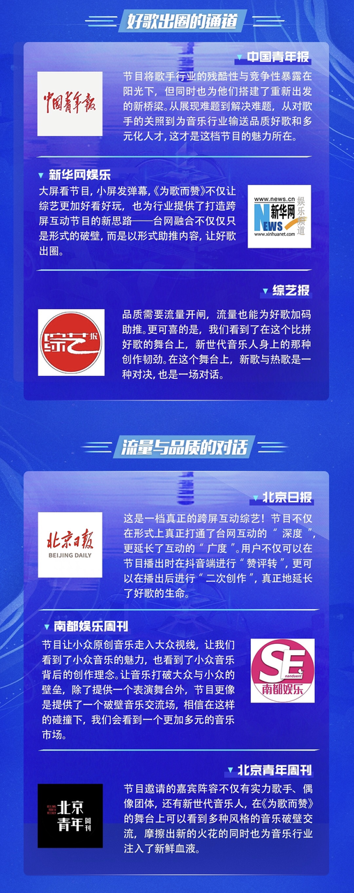 《为歌而赞》3月11日举办媒体看片会，各大媒体齐为节目打call！