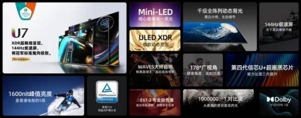 引爆电视画质巅峰，海信U7连续两月3款电视进入新品畅销榜前十