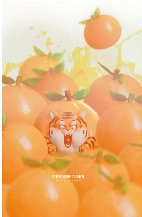 国内插画师梁毅创作水果动物园，新成员虎桔实在太萌啦！