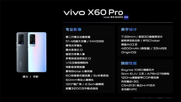 vivo X60系列发布：蔡司加持，售价3498元起