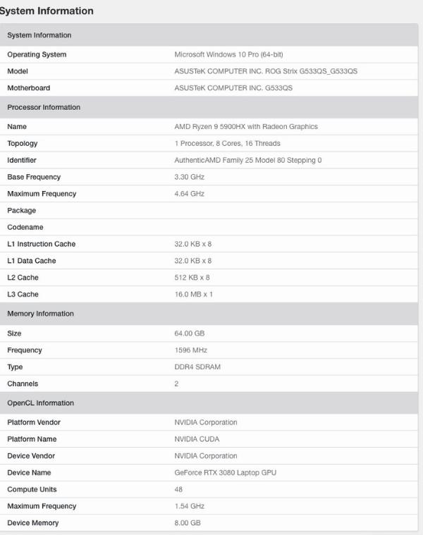 ROG新款游戏本现身，顶配R9-5900HX+3080