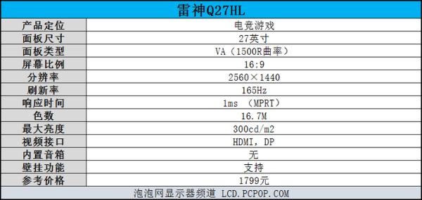 畅享精彩2K游戏！雷神Q27HL曲面电竞显示器评测