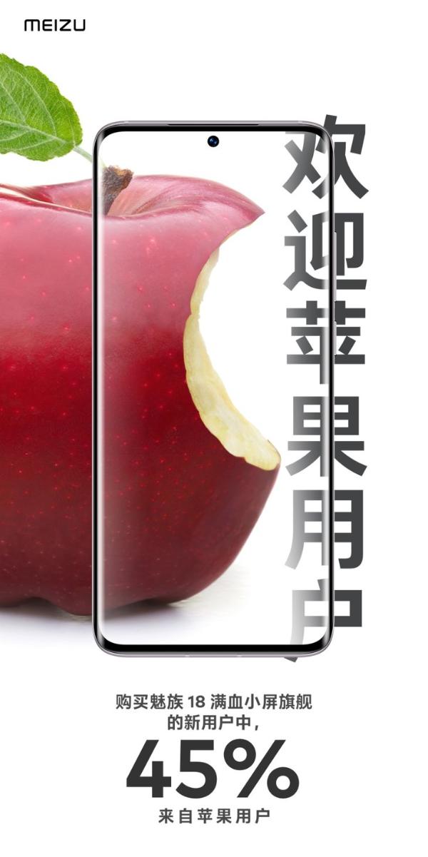 魅族18新用户有45%来自苹果iPhone用户