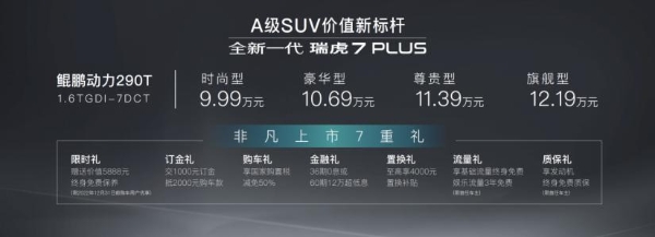 全新一代瑞虎7 PLUS售9.99万元起，竞争对手该慌了