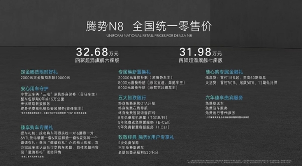 腾势N8正式上市 售价31.98万-32.68万元