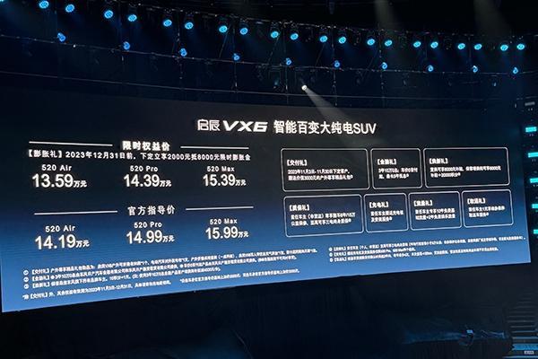 启辰VX6正式上市 售价为14.19-15.99万