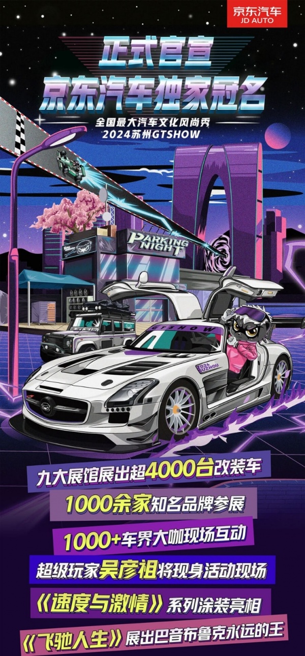 京东汽车独家冠名2024苏州GT Show 奔驰SLS、斐兔M壹等爆款车型将亮相