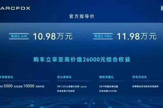 10.98万元起售，极狐考拉S正式上市