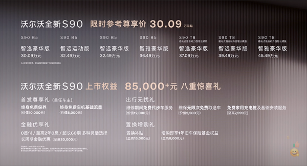 新款沃尔沃S90上市 限时参考尊享价30.09-45.49万