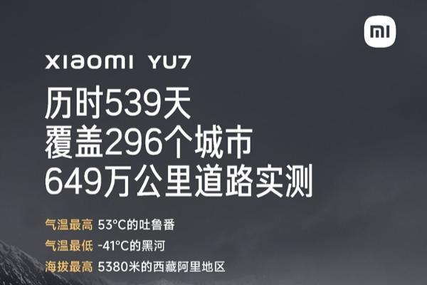 小米YU7发布在即，雷军汇报路测进展：历时539天，道路实测里程达649万公里
