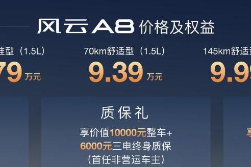 风云A8拆车上市，售价7.99万元起