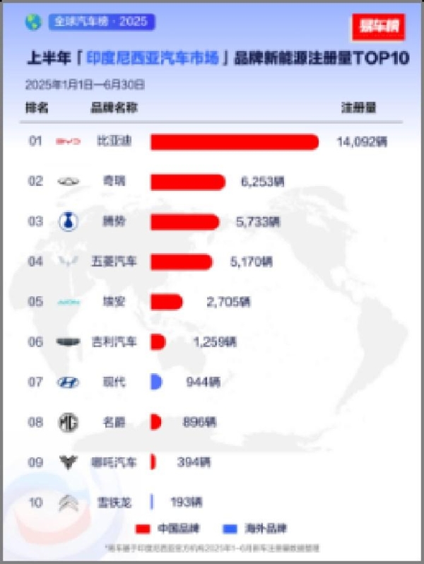 2025上半年比亚迪领跑全球多个新能源汽车市场