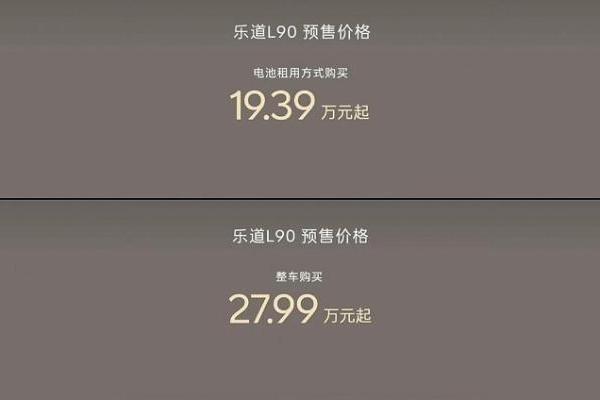 买断27.99万元起，租电19.39万起，乐道L90预售价格公布！