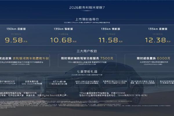 2026款吉利银河星舰7 EM-i上市，电混SUV进入“9万级”时代