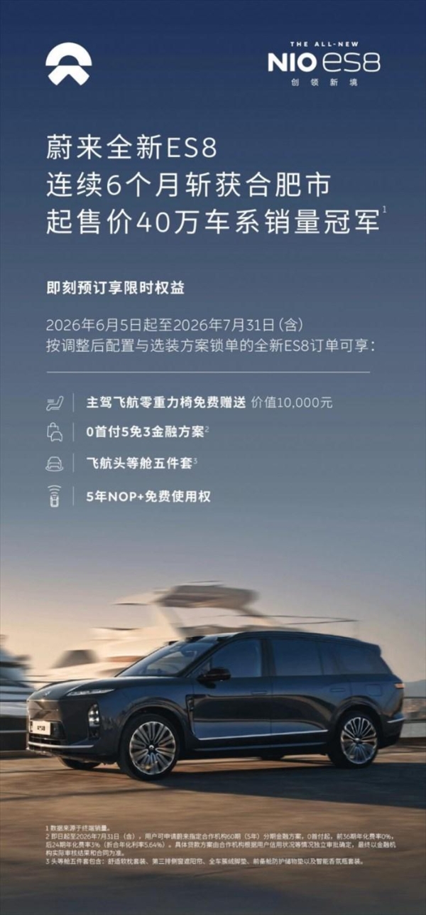 蔚来公司销量再度强势登顶合肥市乘用车市场