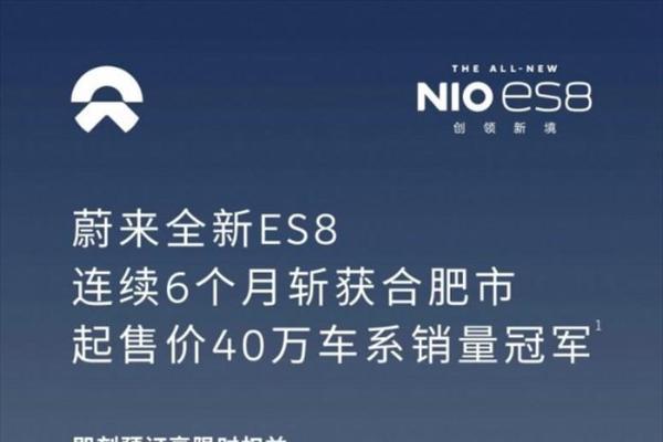 蔚来公司销量再度强势登顶合肥市乘用车市场