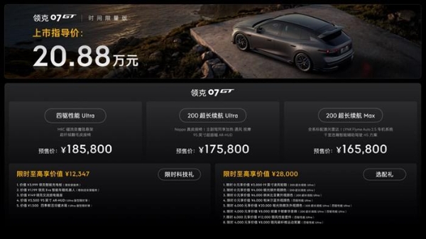 运动旅行新品类重磅登场！领克07GT全球首秀，预售价16.58万元起